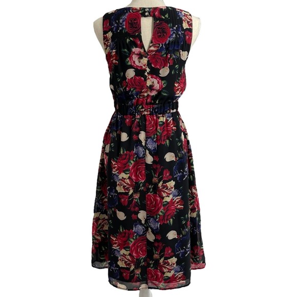 Modcloth Womens Flaunts And Needs Rose Floral Print Chiffon Sleeveless Dress S - Picture 2 of 14